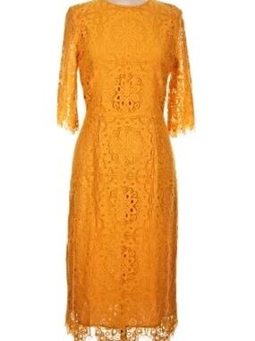 H&M sunshine gold/yellow Lace Midi cocktail Dress, like new, size 4, a stunner!